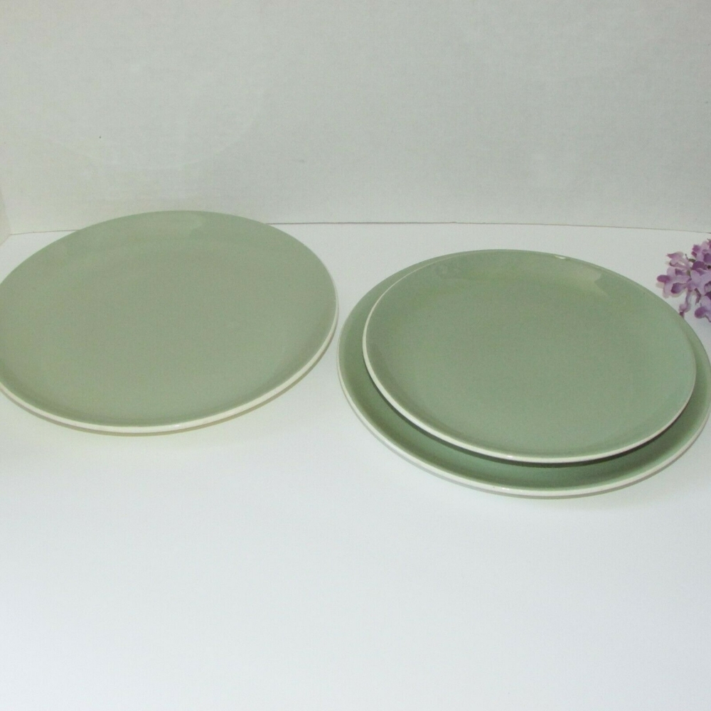 3 Poole Pottery Cameo Plates Salad & Bread Sage Green Mid-Century Retro Vintage